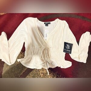 Miss Chievous Ivory Textured Blouse